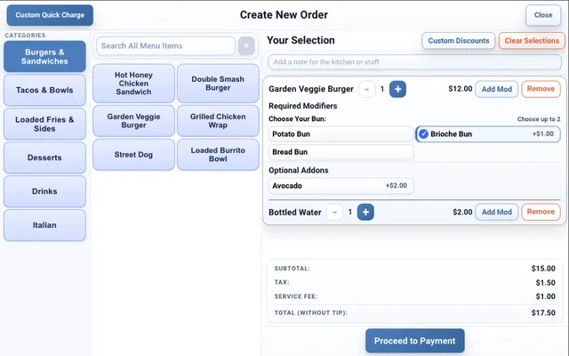 TABL food truck POS create order screen thumbnail